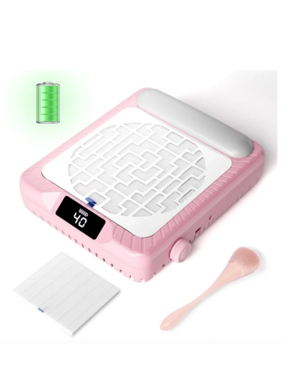 Pink And White Cordless Rechargeable Nail Dust Collector